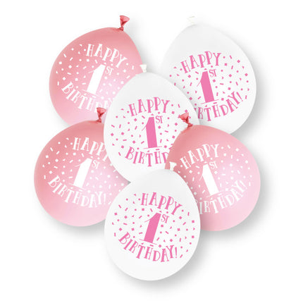 Latexballons zum 1. Geburtstag, rosa, 23 cm, 10 Stück