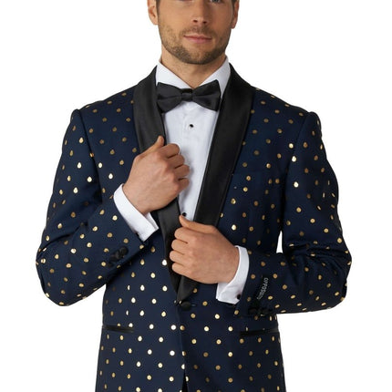 Donkerblauwe Goud Stip Smoking Heren OppoSuits van OppoSuits koop je bij Partywinkel