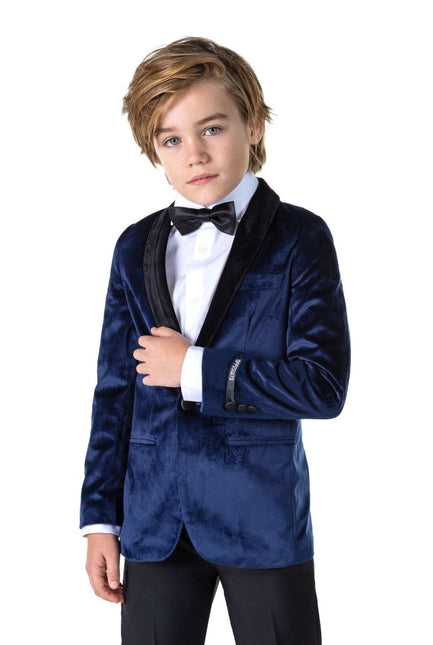 Donkerblauwe Velvet Blazer Jongen OppoSuits van OppoSuits koop je bij Partywinkel