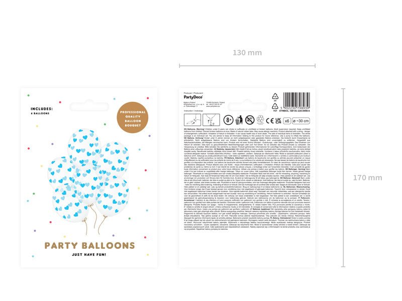 Doorzichtige Ballonnen Blauwe Hartjes van Partydeco koop je bij Partywinkel