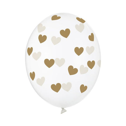 Doorzichtige Ballonnen Gouden Hartjes van Partydeco koop je bij Partywinkel