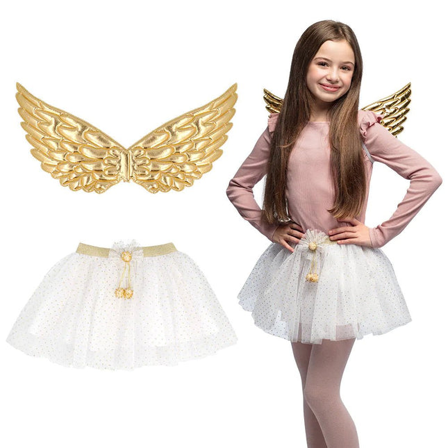 Engel Accessoireset Wit Goud Meisje van Boland koop je bij Partywinkel