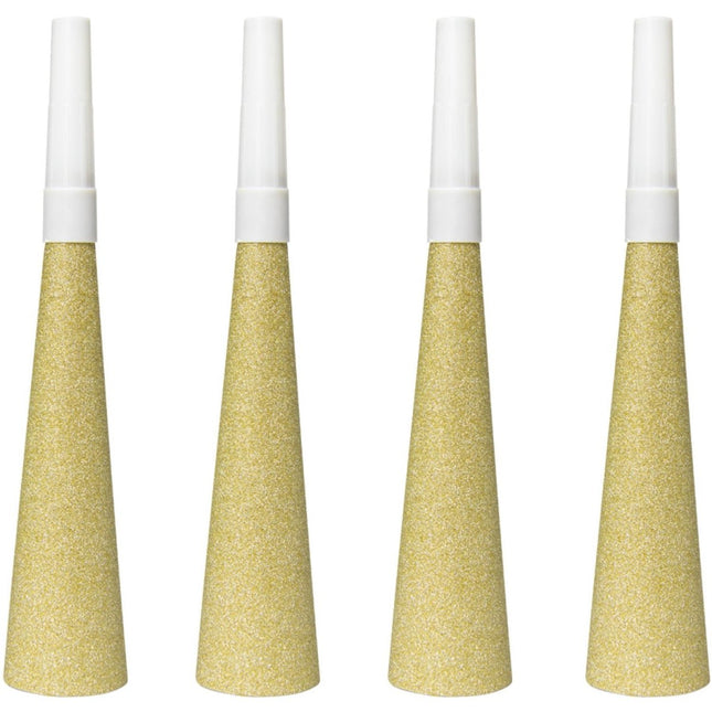 Feesttoeters Goud 19cm 4st van Folat koop je bij Partywinkel