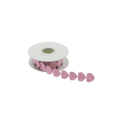 FILZBAND MIT ROSA HERZEN 200 CM X 2 CM