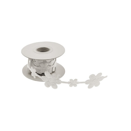 FILZBAND WEISSE BLUMEN 200 CM X 3,5 CM