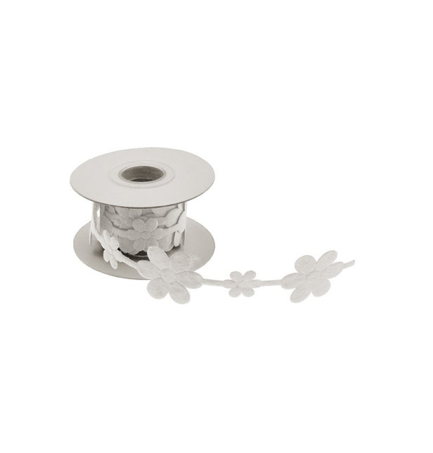 FILZBAND WEISSE BLUMEN 200 CM X 3,5 CM