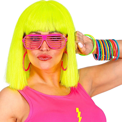 Neon rosa gestreifte Brille