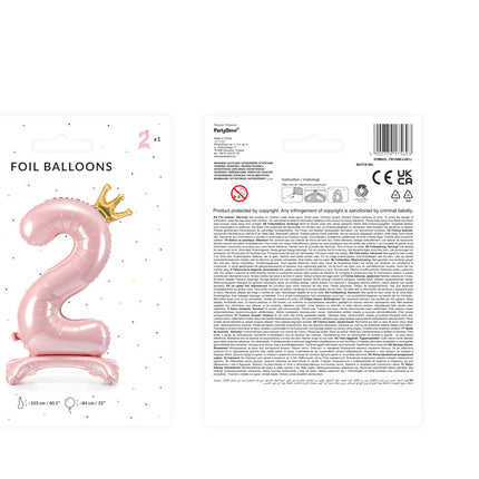 Folienballon Figur 2 Hellrosa Standard Leer 84cm