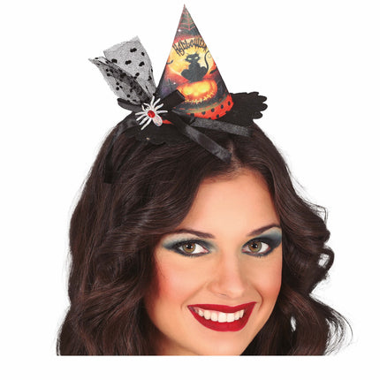 Halloween Haarband Mini Hexenhut Katze