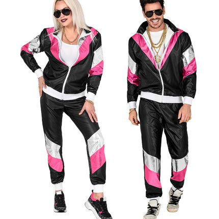 Neon 80S Trainingsanzug Faulty Black Leather Look