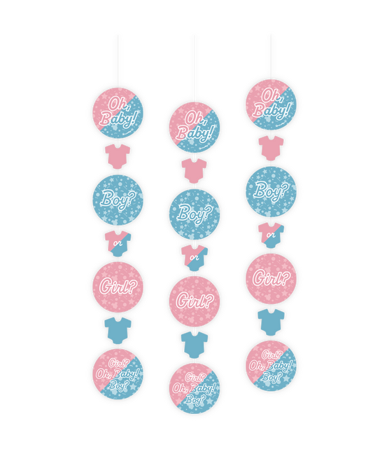 Hängende Dekoration Gender Reveal 14cm 3tlg.