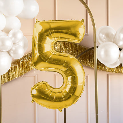 5 Jahre Figur Ballon Gold Leer 72cm