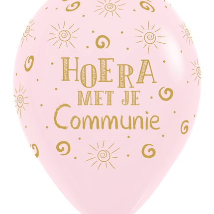 Luftballons Hooray With Your Communion Pastell Matte Pink 30cm 25pcs