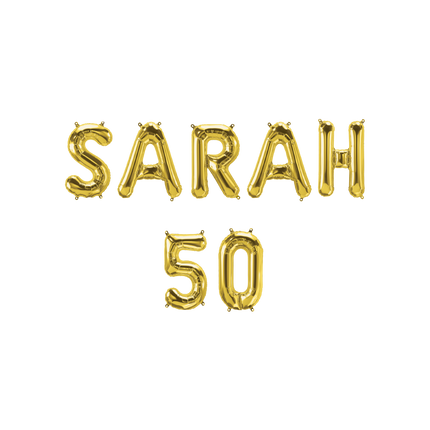 Gold Luftballons Set 50 Jahre Sarah 1.9m