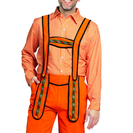 Orangefarbene Lederhosen Herren Johann Lang