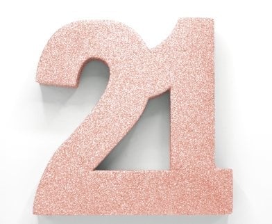 Rose Gold Tischdekoration Figur 21 Glitter 20,5cm
