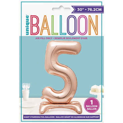 Folienballon Figur 5 Rose Gold Standard 76cm