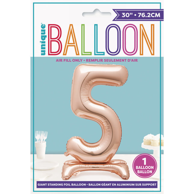 Folienballon Figur 5 Rose Gold Standard 76cm
