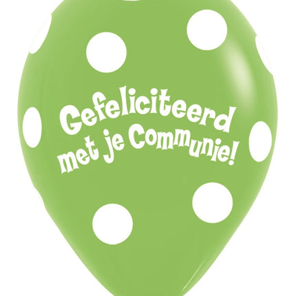 Ballons Kommunion Polka Dots Limettengrün 30cm 50Stück