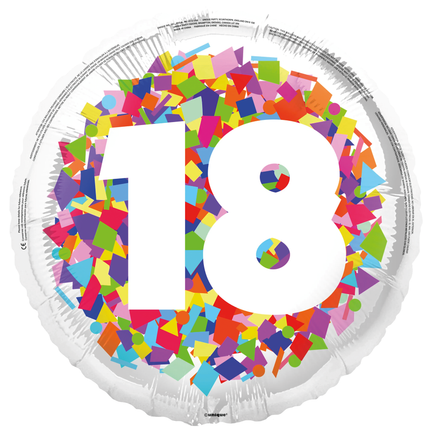 18 Jahre Helium Ballon Konfetti Leer 45cm