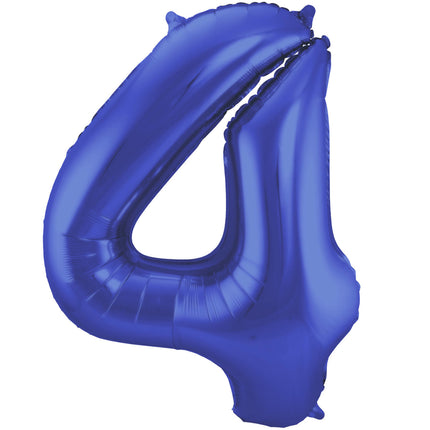 Folienballon Figur 4 Matt Blau XL 86cm leer