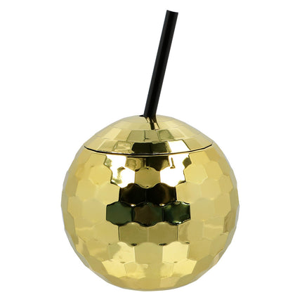 Disco Goldene Becher mit Strohhalm