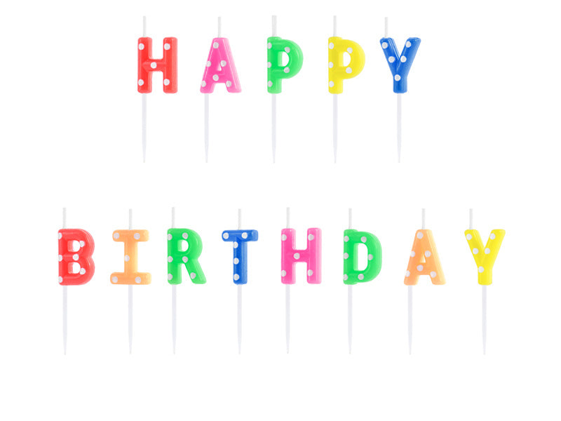 Kerzen Happy Birthday Bunt 2,5cm 13Stk.