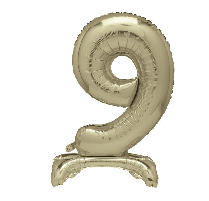 Gold Nummer Ballon 9 Jahre mit Standard 76cm