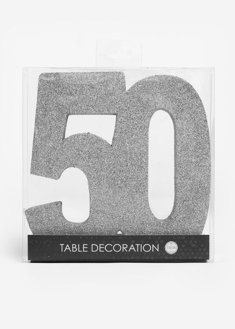 Silberne Tischdekoration Figur 50 Glitter 20,5cm