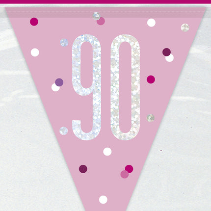 Girlanden 90 Jahre Rosa 2.74m