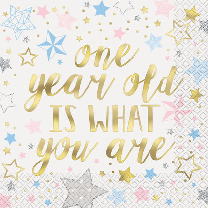 Twinkle Twinkle Little Star Servietten 1 Jahr Gold 16 Stk.
