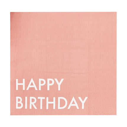 Rosa Happy Birthday Servietten 16cm 16Stück