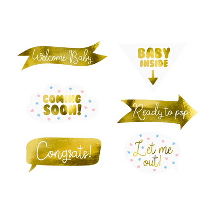 Foto-Requisiten Babyparty Gold 6 Stück