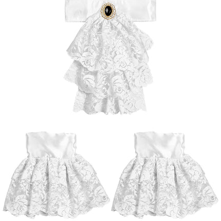 Weißes Accessoires Set Jabot mit Manschetten 2 Stück