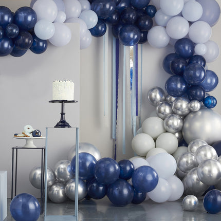 Blau Silber Ballonbogen XL DIY Set