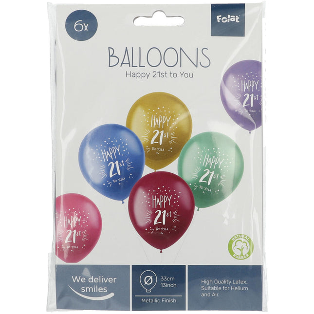 Ballons 21 Jahre Happy 21th 33cm 6pcs