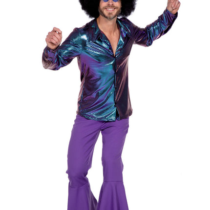 Disco Bluse Metallisch Lila Blau