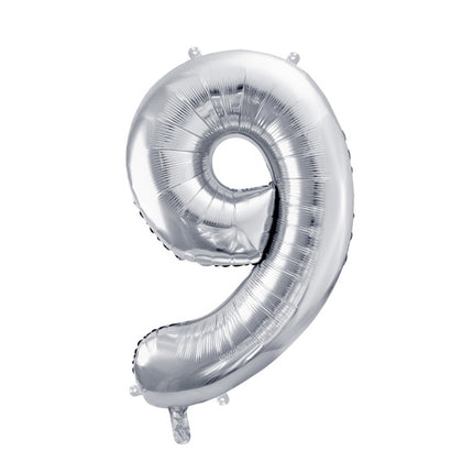 9 Jahre Figur Ballon Silber Leer 72cm