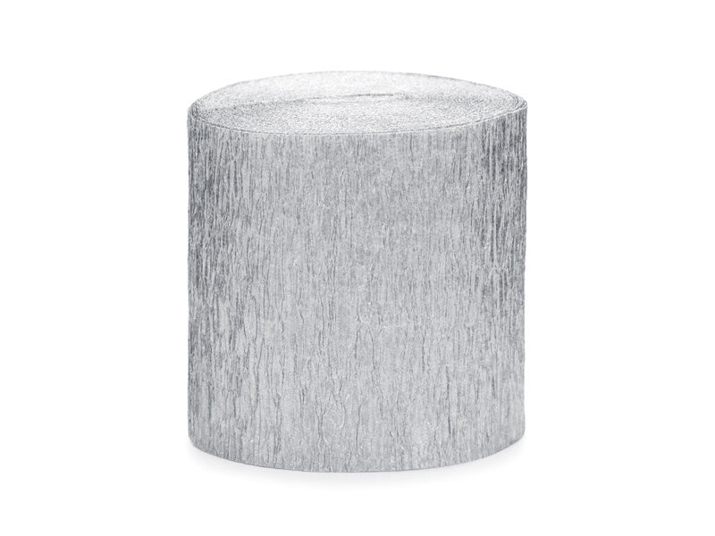 Silberne Girlanden Krepprolle 5cm 10m 4Stück