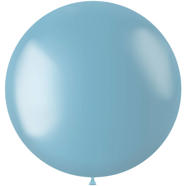Hellblauer Ballon Metallic Himmelblau 80cm