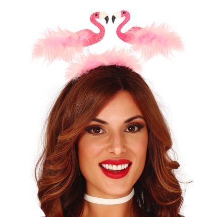Stirnband Federn und Flamingos