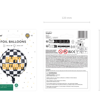 Alles Gute zum Geburtstag Heliumballon Race Flag Empty 35cm