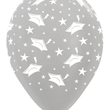 Ballons Graduation Hüte Silber 30cm 25Stk
