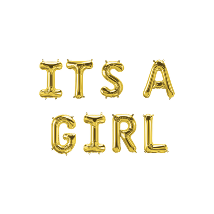 Gold Ballons Set Its A Girl 1.9m