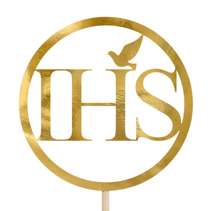 Tortenaufleger Kommunion IHS Gold 22cm