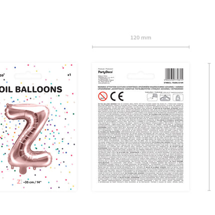 Folienballon Buchstabe Z Rose Gold Leer 35cm