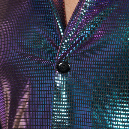 Disco Bluse Metallisch Lila Blau