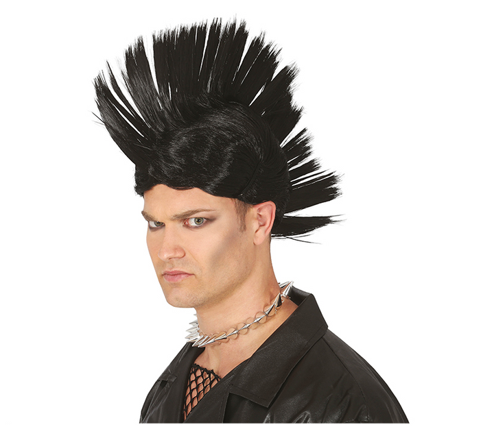 Schwarze Punk-Perücke