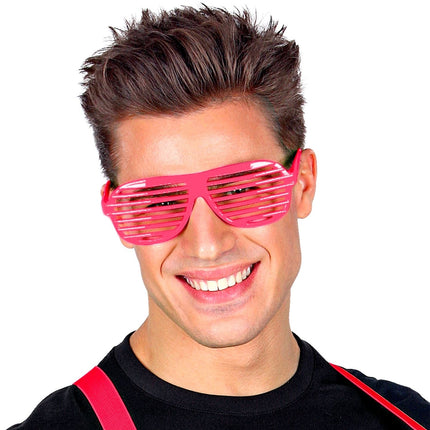 Neon rosa gestreifte Brille