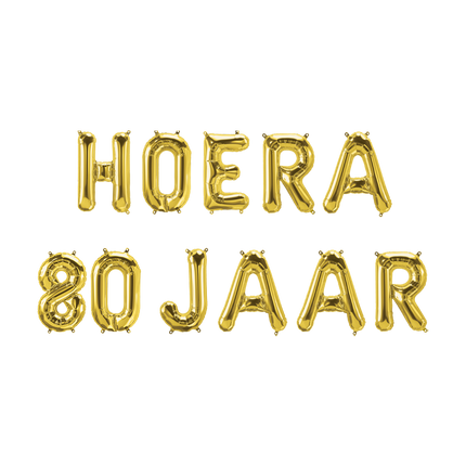 Gold Ballons Set 80 Jahre Hurra 1.9m